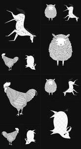 Gingiber Farm Charm Panel Black & White